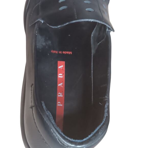 Archive 2000s Prada Sport Black Leather Loafers Shoes Size 39 Vintage Mens 6 W 8 - Picture 6 of 16